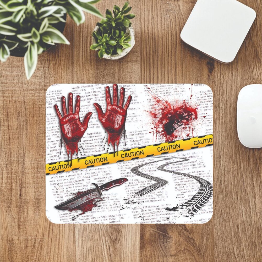 Crime Scene Computer Mousepad Home Office Decor Handmade